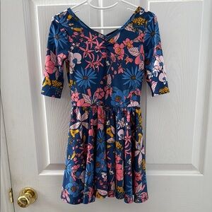 Dot Dot Smile Girls Size 5/6 Floral Kids Dress in Blue and Pink Flowers